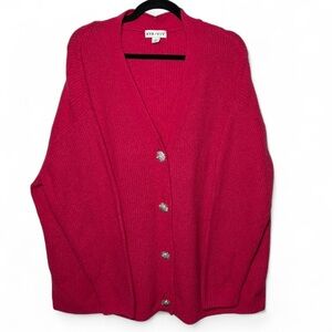 Ava & Viv Pink Knit Cardigan Sweater 2X Jeweled Button Plus Size
